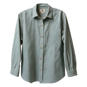 Marine Layer Women’s  Green and White Striped Button Down Shirt